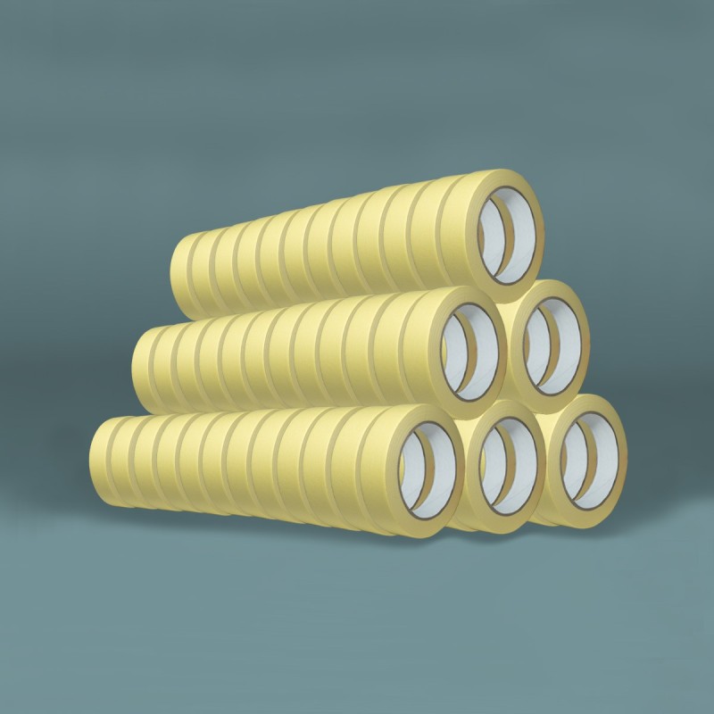 Yellow Masking Tape 25mm x 50m - Pack of 36 rolls | Strong Adhesion & Easy Application