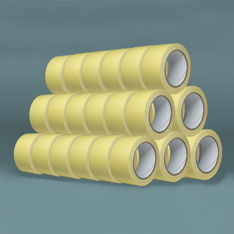 Pack de 36 de Rubans de Masquage Jaune 50mm x 50m - Pro & Particuliers - Haute Adhérence & Facile à Appliquer