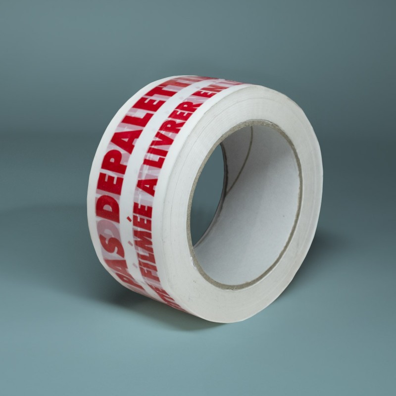 Ruban Adhésif NE PAS DEPALETTISER - 50 mm x 100 m - 28µ - BOPP - Vendu à l’Unité | Haute Adhérence & Déroulement Silencieux