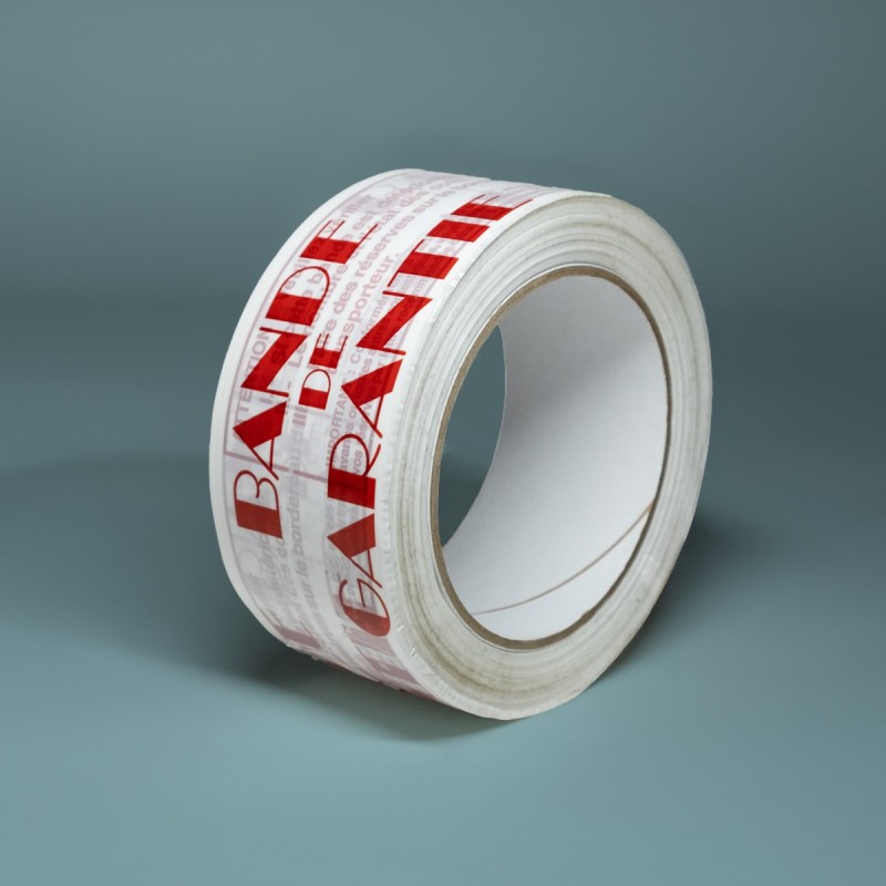 Pre-Printed "BANDE DE GARANTIE" Packing Tape - 50 mm x 100 m - 28µ - BOPP Film - 1 Adhesive Roll
