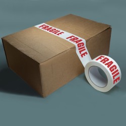 Pre-Printed "FRAGILE" Packing Tape - 50 mm x 100 m - 28µ - BOPP Film - Pack of 36 Rolls