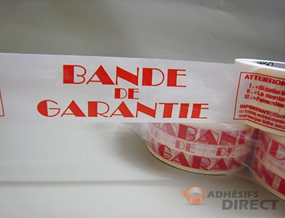 Adhésif d'emballage  PP imprimé "BANDE DE GARANTIE" - rouleau adhesif - ruban adhesif